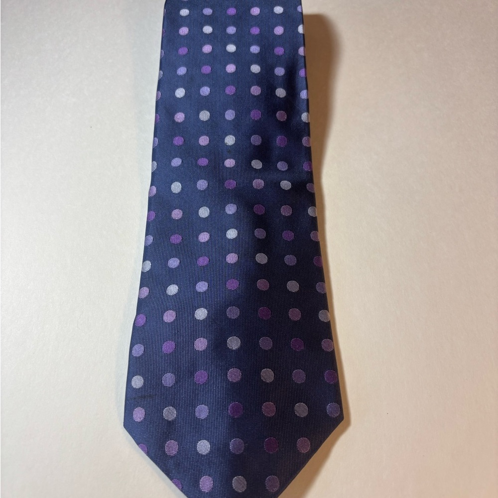 Bachrach Blue Tie with Pink and Purple Dots